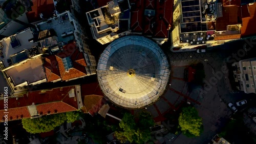 Galata Tower aerial view with Drone From Istanbul Turkiye.