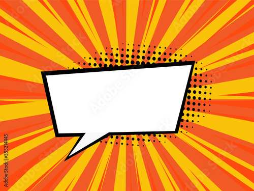 Speech Bubbles With Sunshine Background With Yellow & Orange Color. Illustration in Comic Style. for Web Banners Posters Cards Wallpapers.