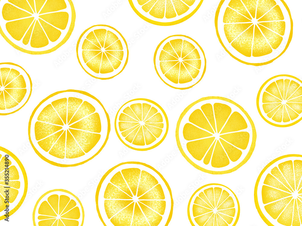 Trendy sunlight Summer pattern made with yellow lemon slice white background. Minimal summer concept. Trendy sunlight Summer pattern made with yellow lemon slice white background. Minimal summer concept.