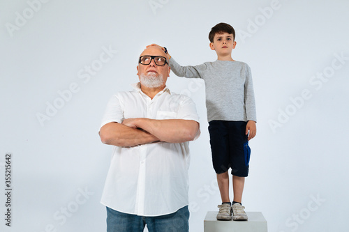 Father and son studio shoot white background