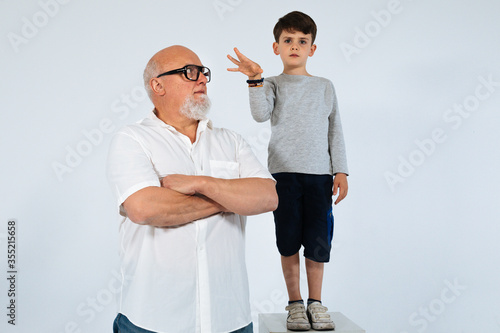 Father and son studio shoot white background