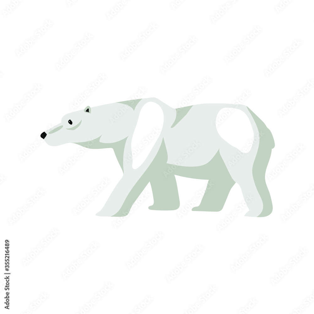 Polar bear, wild animal, vector illustration