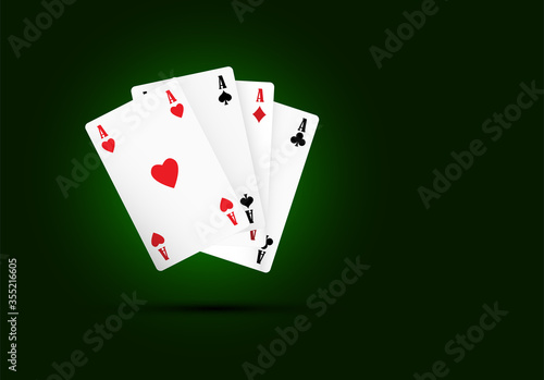 poker, assi, 4, quattro, sospesi, vettoriale	
