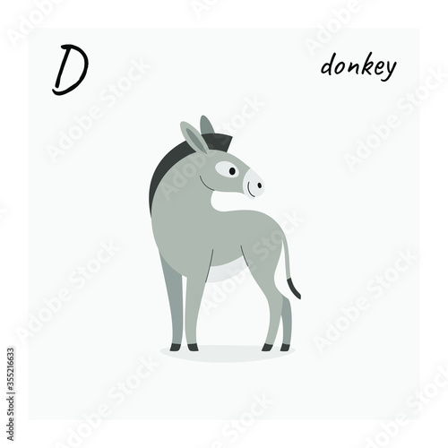 Cartoon donkey - cute character for children. Vector illustration in cartoon style.