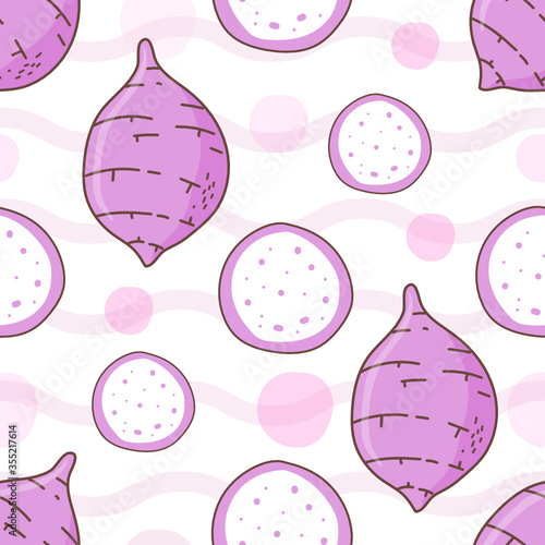 Seamless pattern taro on white background. Vector illustration.