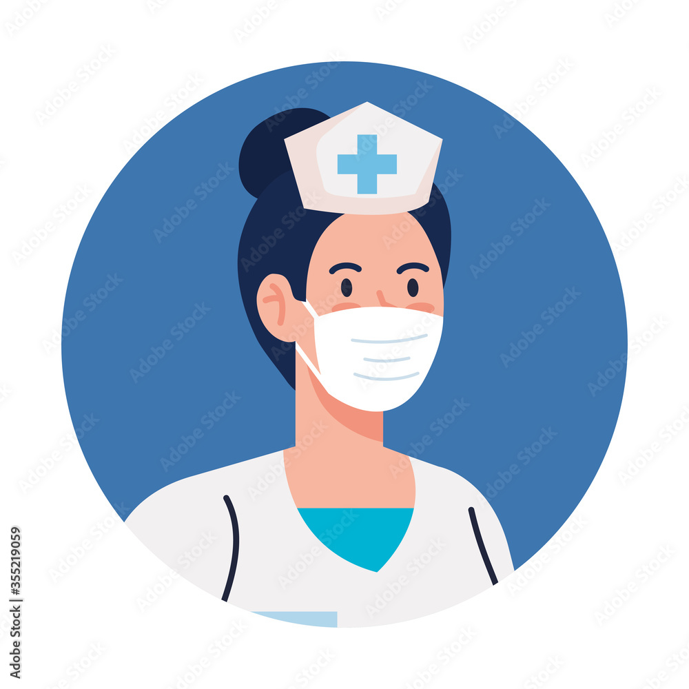 Female nurse with mask vector design