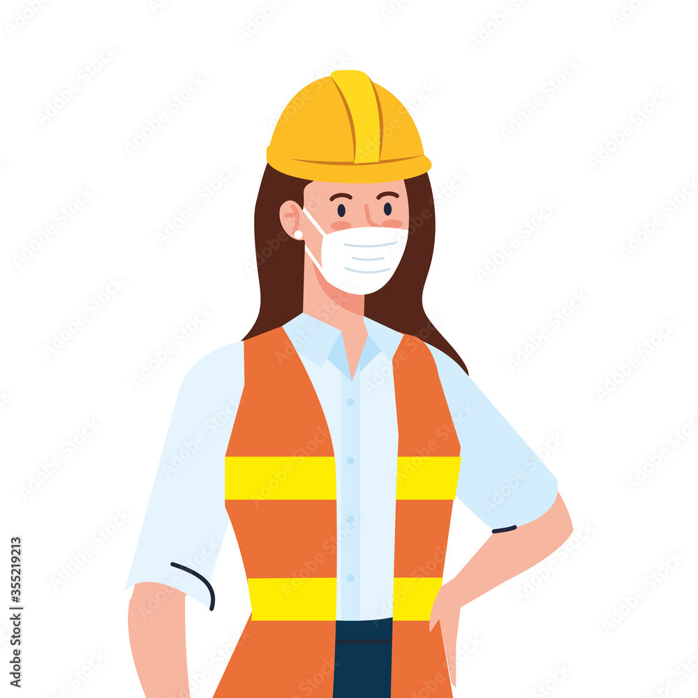 Female constructer with mask vector design Female constructer with mask vector design