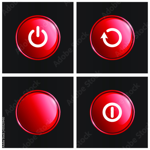 red buttons with icons enable, disable, reboot, set