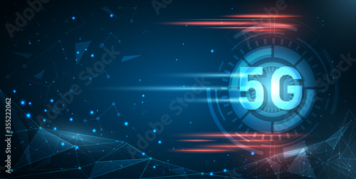 Abstract futuristic 5G technology background.