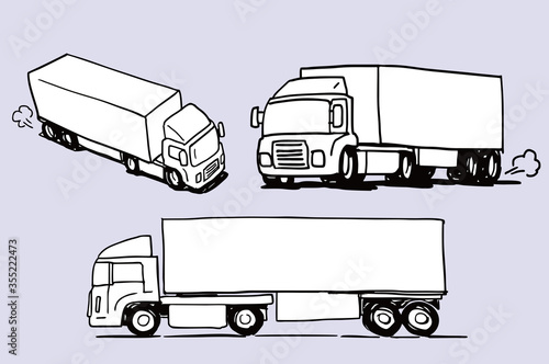 Delivery Truck illustration doodle sketch drawing, vector