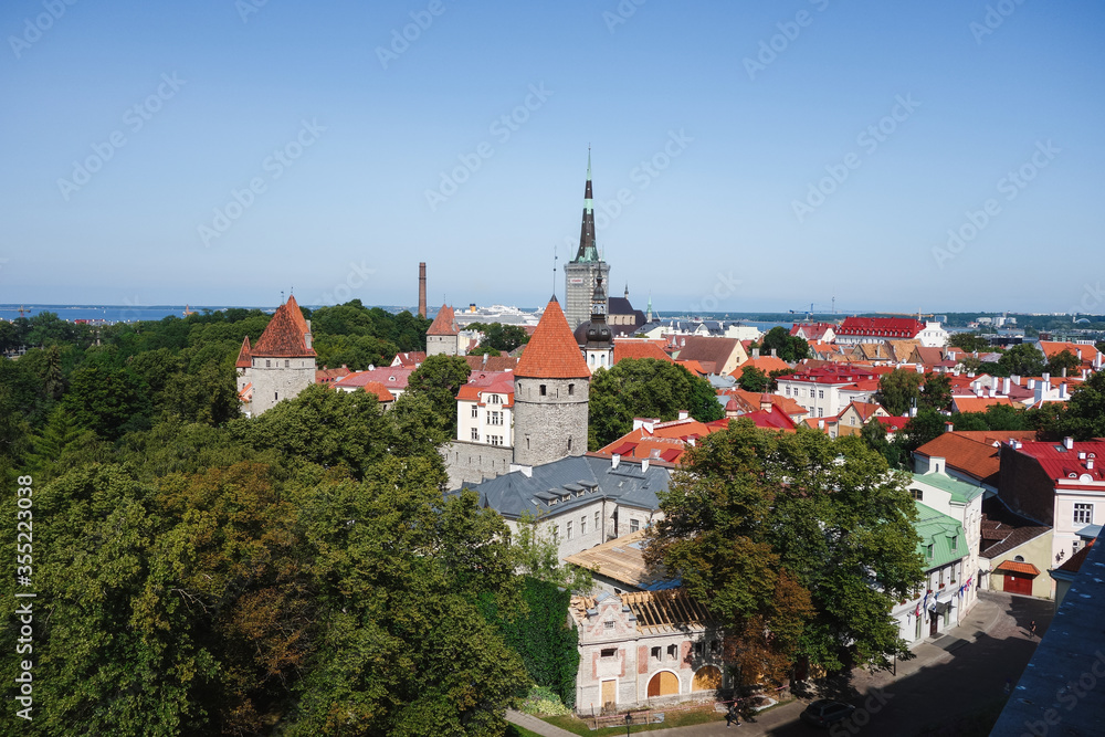 Top view on the beautiful historical city Tallinn