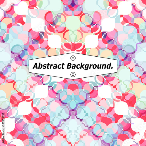 Bright abstract mosaic background of curly fragments, colored wavy lines and rhombs. Excellent as a background for the production of any printed product, advertising, or other design.