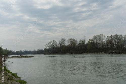View of the Tanaro river near Alba, Piedmont - Italy