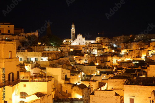 The old side of the town of Matera by night, Basilicata - Italy