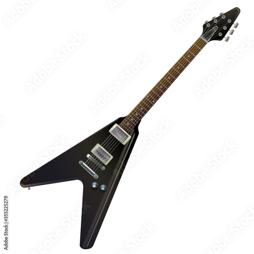 Black stylish rock guitar. Isolated vector illustration