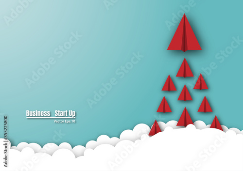 Paper plane flying on the sky