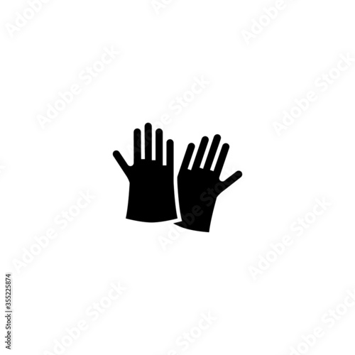 Protection gloves vector icon in black solid flat design icon isolated on white background