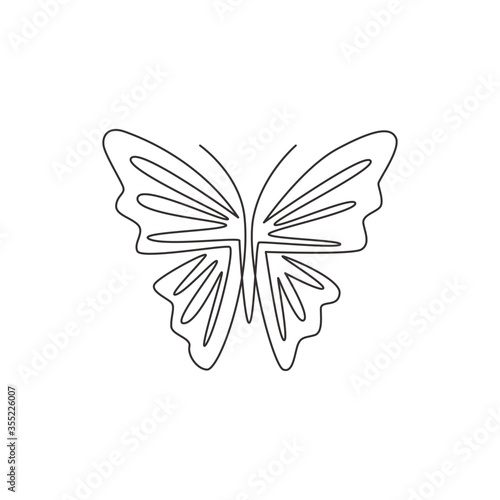 Canvas Print One single line drawing of beautiful butterfly for company logo identity