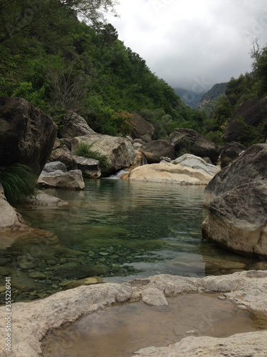 View of the creek Rio Barbaira - Rocchetta Nervina, Liguria. Italy