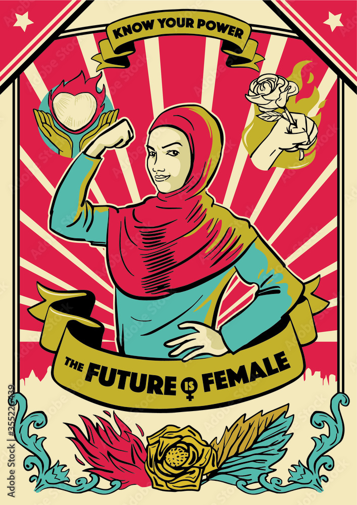 Propaganda feminist vintage, the future female classic Stock-vektor | Adobe Stock