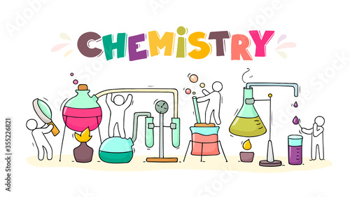 chemical experiment with working little people