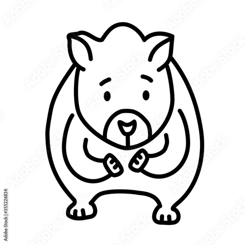 Cute hamster. Vector illustration - black and white outline