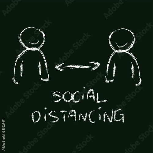 illustration vector : People safe distancing on Covid 19 Pandemic.
chalkboard