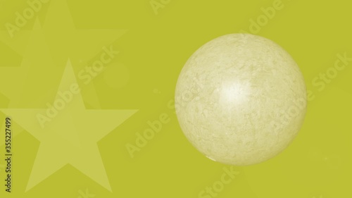 Yellow background with a bowling ball and animated stars