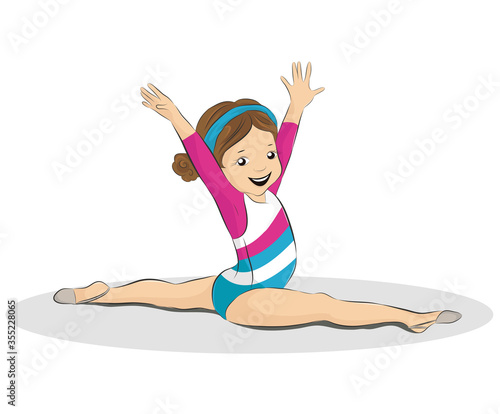 Vector illustration of a little girl gymnastics