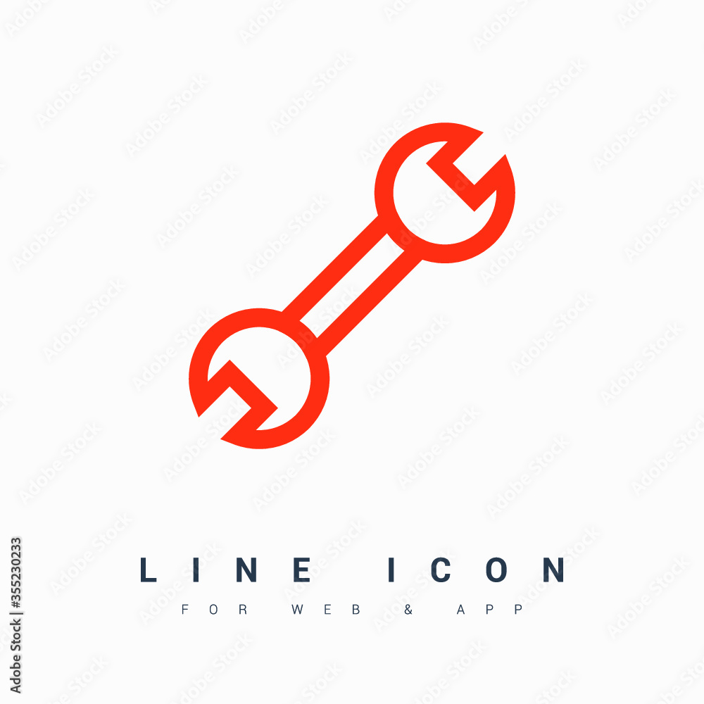 wrench engineer instrument line vector icon wrench engineer instrument line vector icon