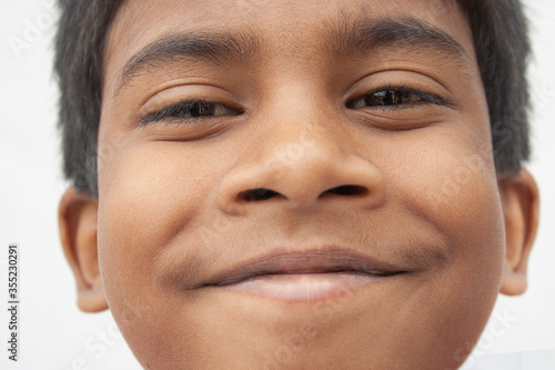 Canvas Print Close-Up Portrait Of Boy On White background