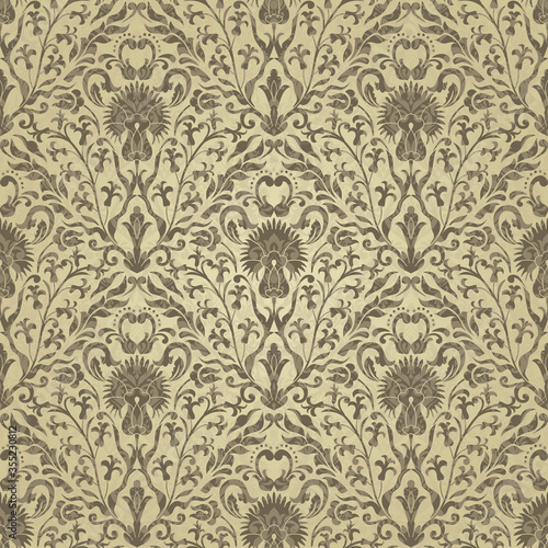 Seamless damask pattern. Vintage decorative elements. Hand drawn background. Islam, Arabic, Indian, ottoman motifs. Perfect for printing on fabric, ceramic tile or paper. Vector.