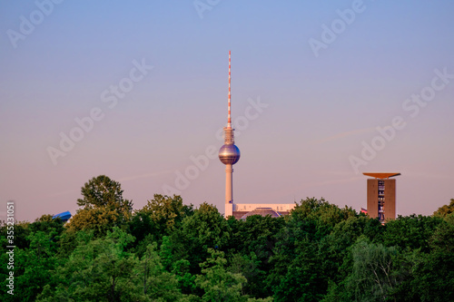 Wallpaper Mural View on the TV-Tower in Berlin, Germany at sunset. Torontodigital.ca