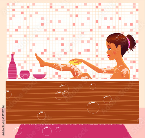 Girl bathing