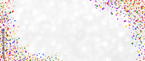 Obraz na płótnie blur glowing whitening background with rainbow confetti and star twinkle for pri