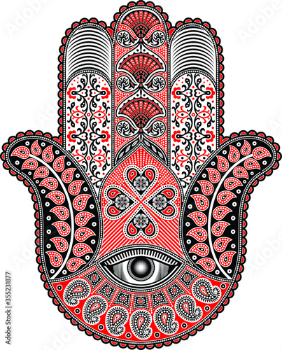 black and red hamsa design.