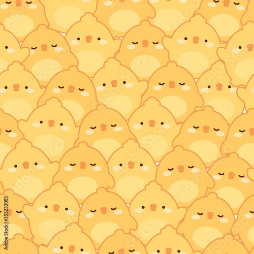 Chick seamless pattern background, cute chick heads, Vector illustration