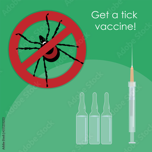Tick vaccination. Prevention of infections transmitted by parasites. Vector illustration