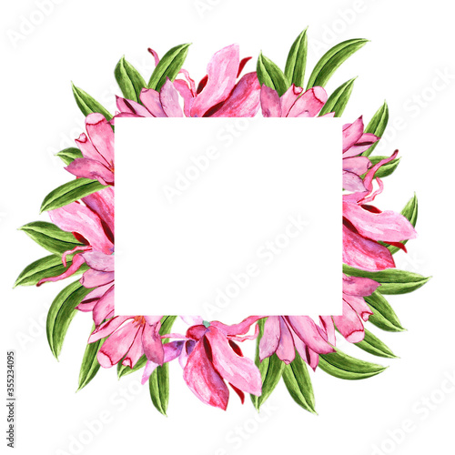 Wallpaper Mural Watercolor composition hand-drawn from isolated watercolor elements (magnolia flowers, leaves) on a white background. For invitations Torontodigital.ca