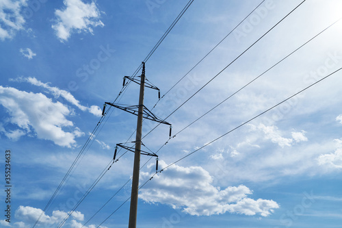 Wallpaper Mural high-voltage electric line against a bright beautiful sky Torontodigital.ca