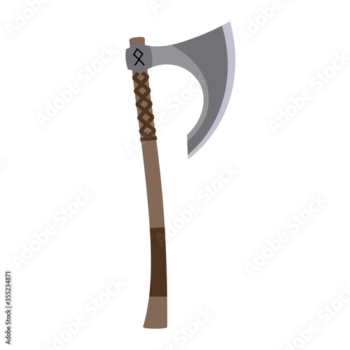 Viking Axe Logo, childish scandinavian vector background, kids apparel, fabric, textile, nursery vector illustration