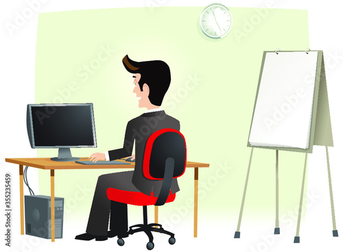 Man working in office on computer