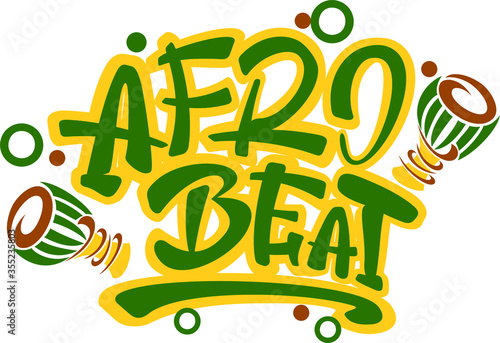 AfroBeat hand lettering text. Graffiti style design  with 3D effects. Illustartion for logo, badge, poster, banner or t-shirt print.