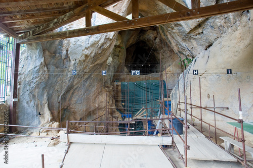 Caune de l'Arago site (France), where fossils and stone tools of Homo heidelbergensis (early Homo neanderthalensis) have been found. photo