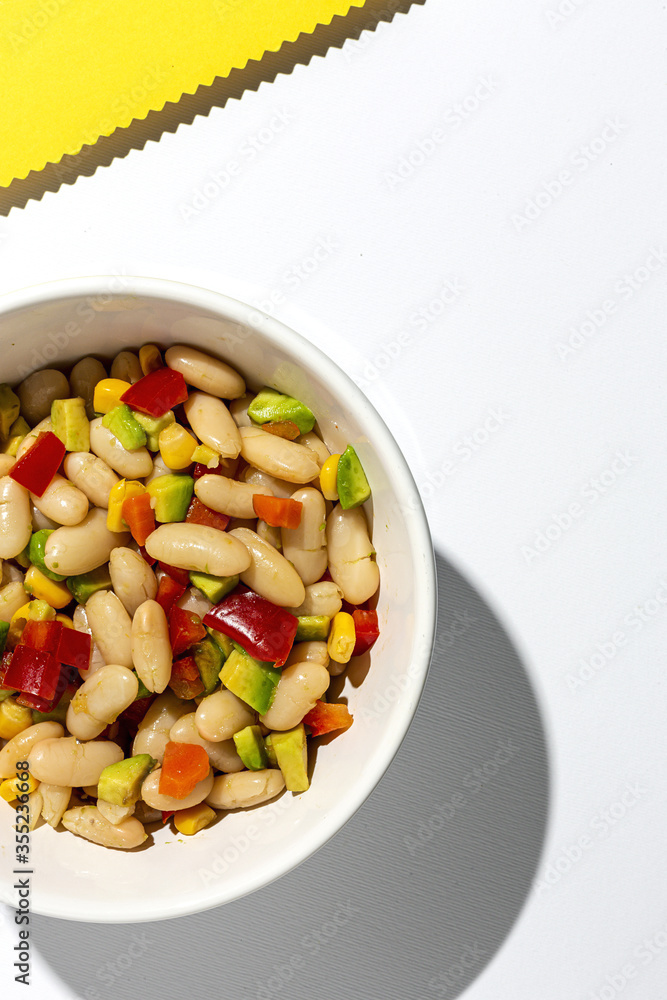 homemade bean salad with carrots, avocado, pepper homemade bean salad with carrots, avocado, pepper
