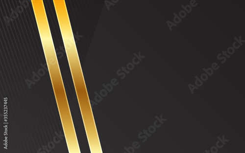 Vector illustration of luxury dark background with gold stripes shapes. Texture with diagonal golden line element. Black premium wallpaper. Decoration for poster, artwork, template design, banner.