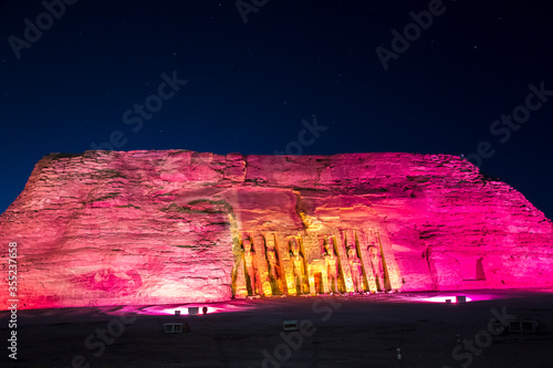 Abu Simbel temple at night, UNESCO World Heritage site, Aswan, Egypt.