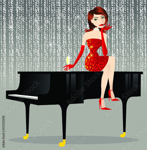 Piano singer in club