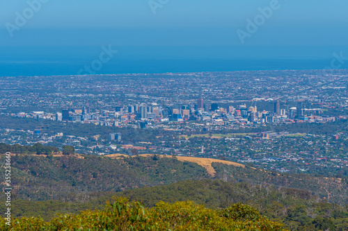 Aerial view of Adelaide from Mount Lofty, Australia