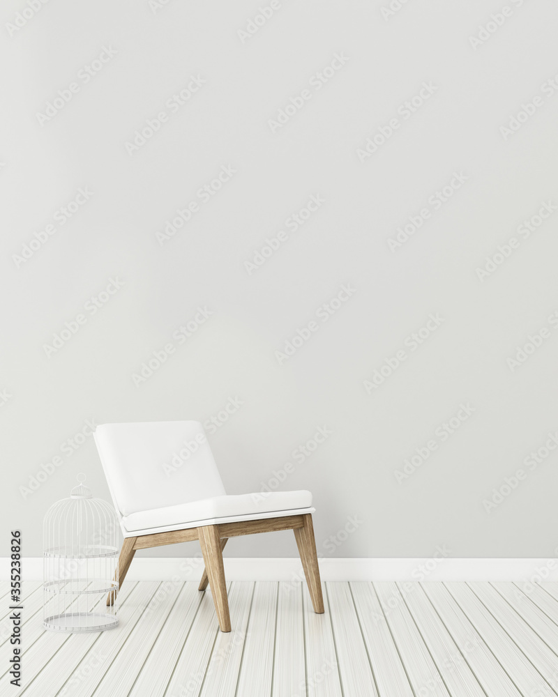 Common space in house.empty room with chair . modern interior design. -3d rendering Common space in house.empty room with chair . modern interior design. -3d rendering